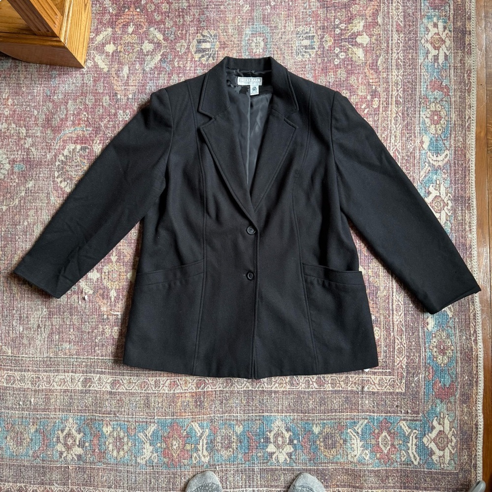 Dress Barn Black Women's Blazer Coat Wool with Structured Shoulders